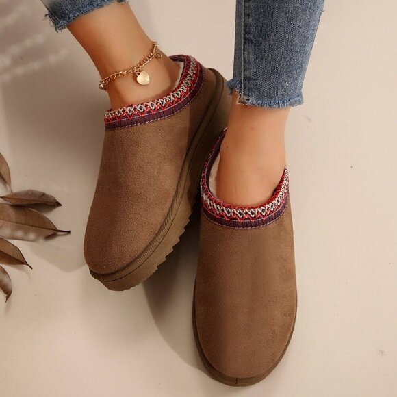 Camel Fashionable Women's Faux Fur Lined Sandals And Platform Snow Boots - Picture 3 of 10